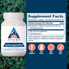 Ayush Herbs Ashwagandha capsules vegetarian caplets for balanced mood and energy