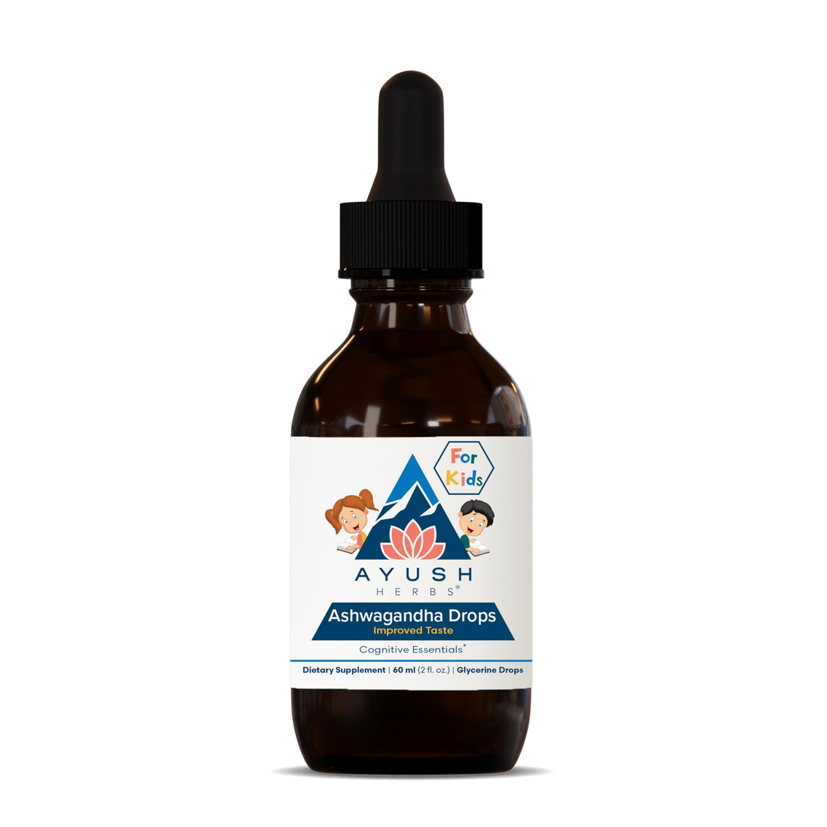 Ayush Herbs Ashwagandha Drops bottle-pour for easy daily calming support