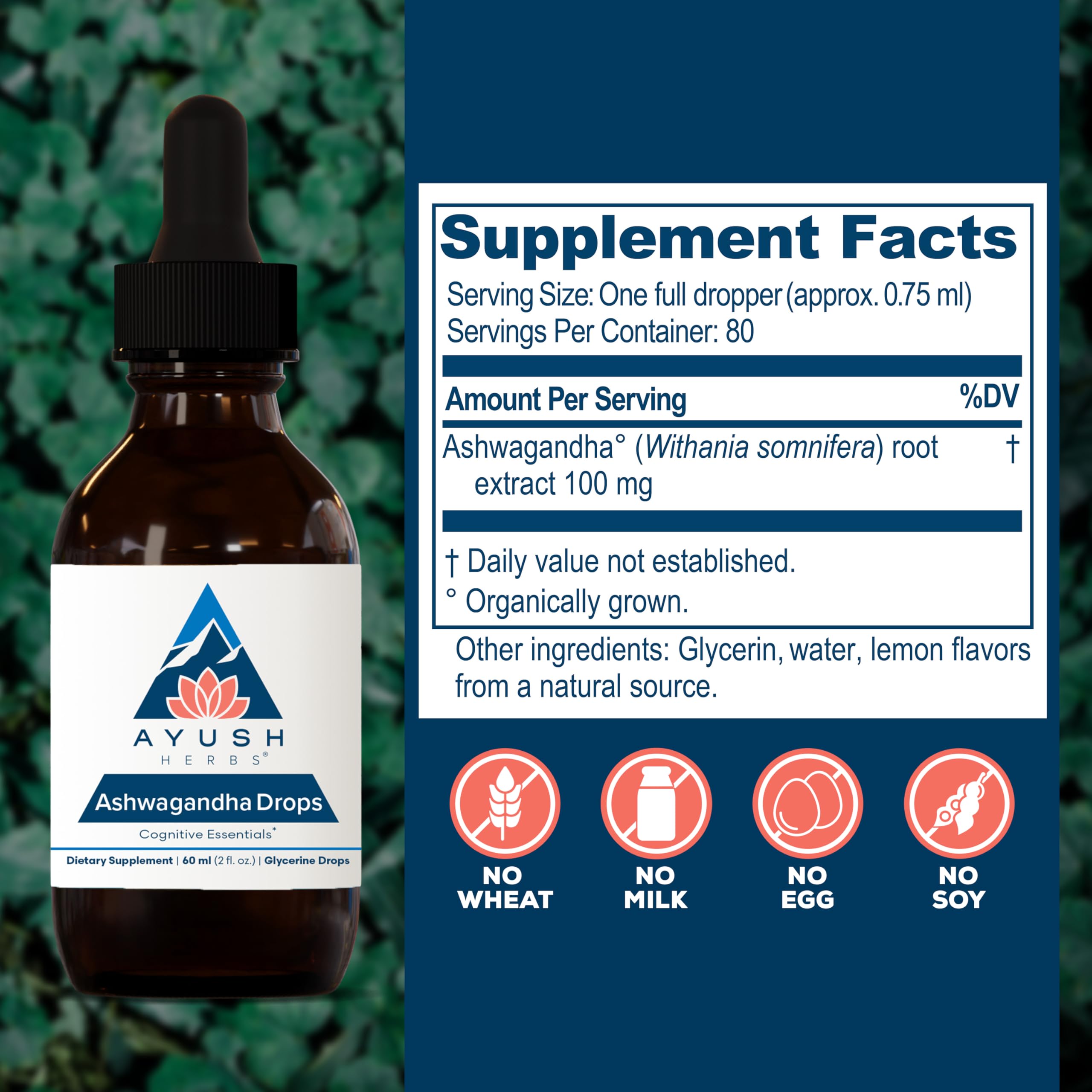 Ayush Herbs Ashwagandha Drops lemon flavor supports calm energy during tasks.