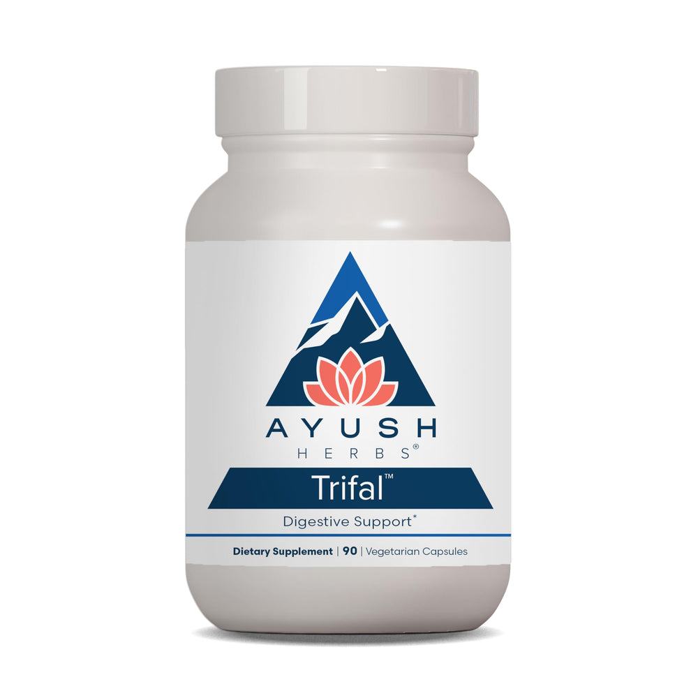 Ayush Herbs Trifal digestive bottle with capsules for gentle daily digestion support.