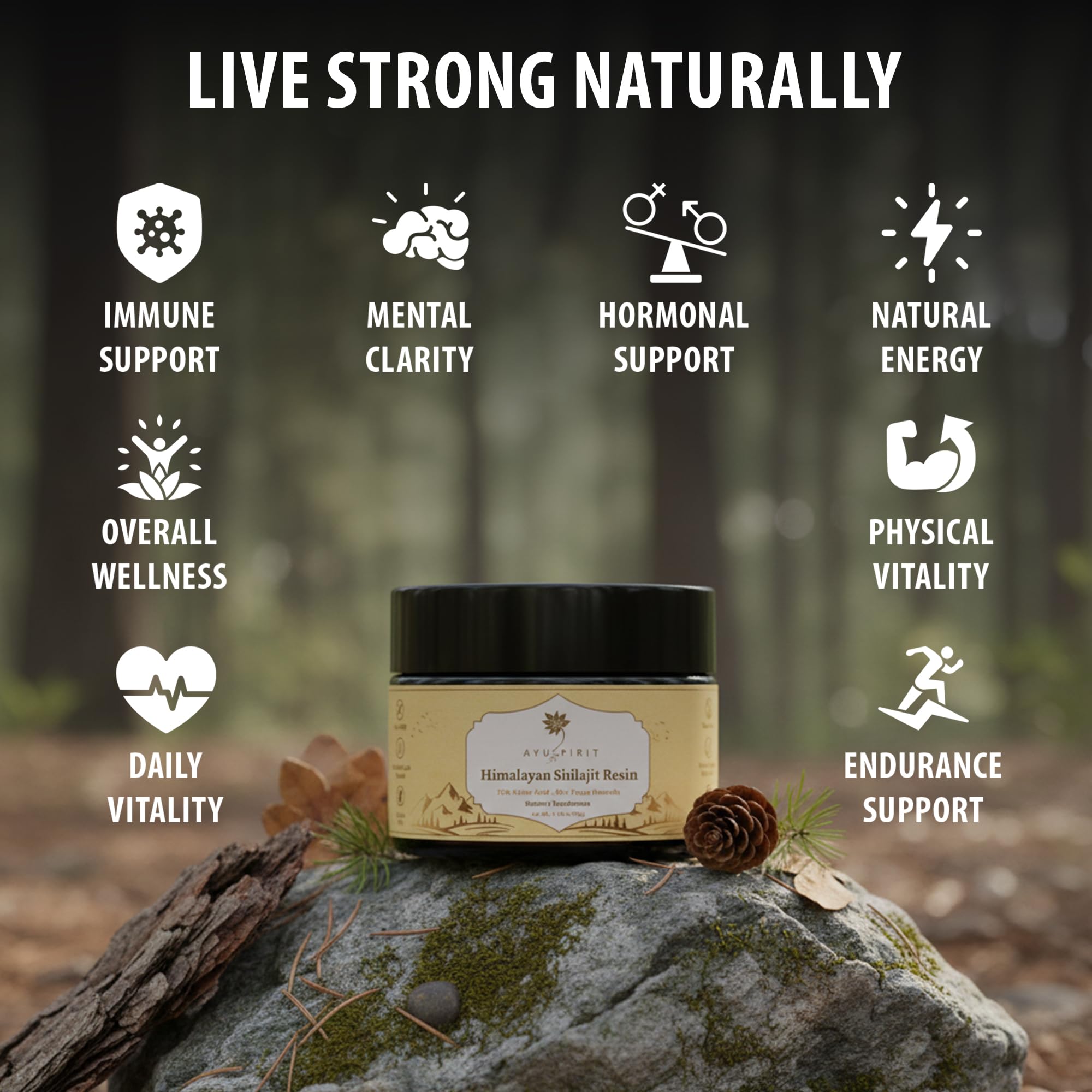 AYUSPIRIT shilajit resin spoon dosing for precise servings