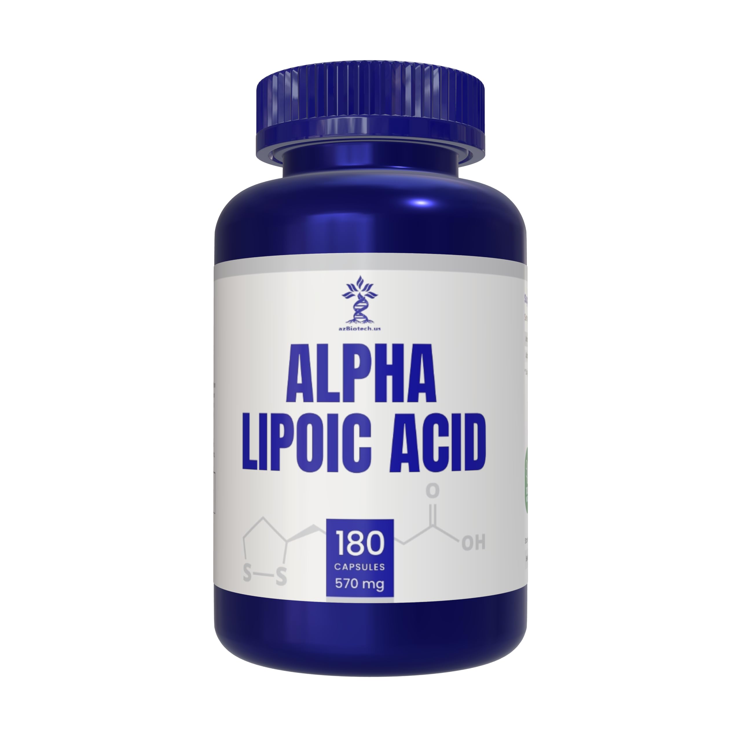 AZ BIOTECH Alpha Lipoic Acid 570 mg bottle front for antioxidant support