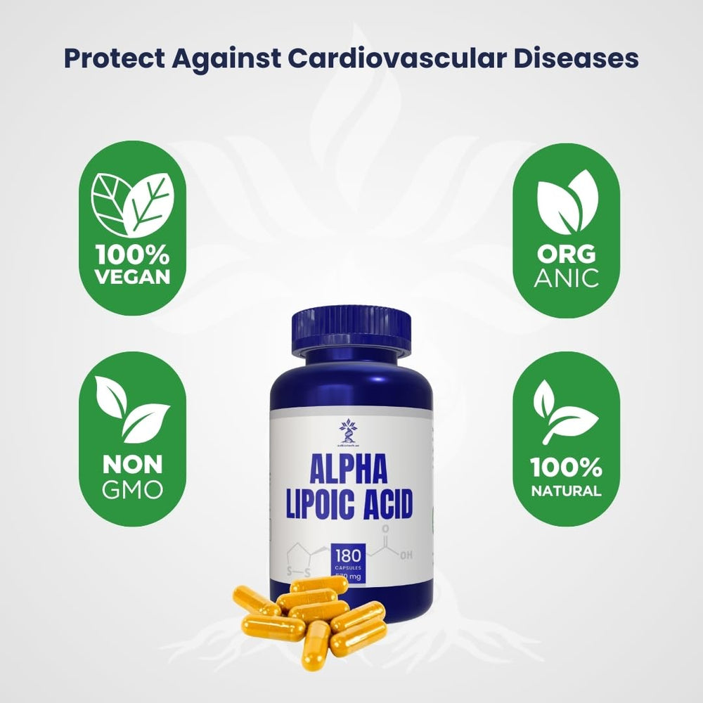 AZ BIOTECH Alpha Lipoic Acid vegan-friendly symbol reinforces plant-based option