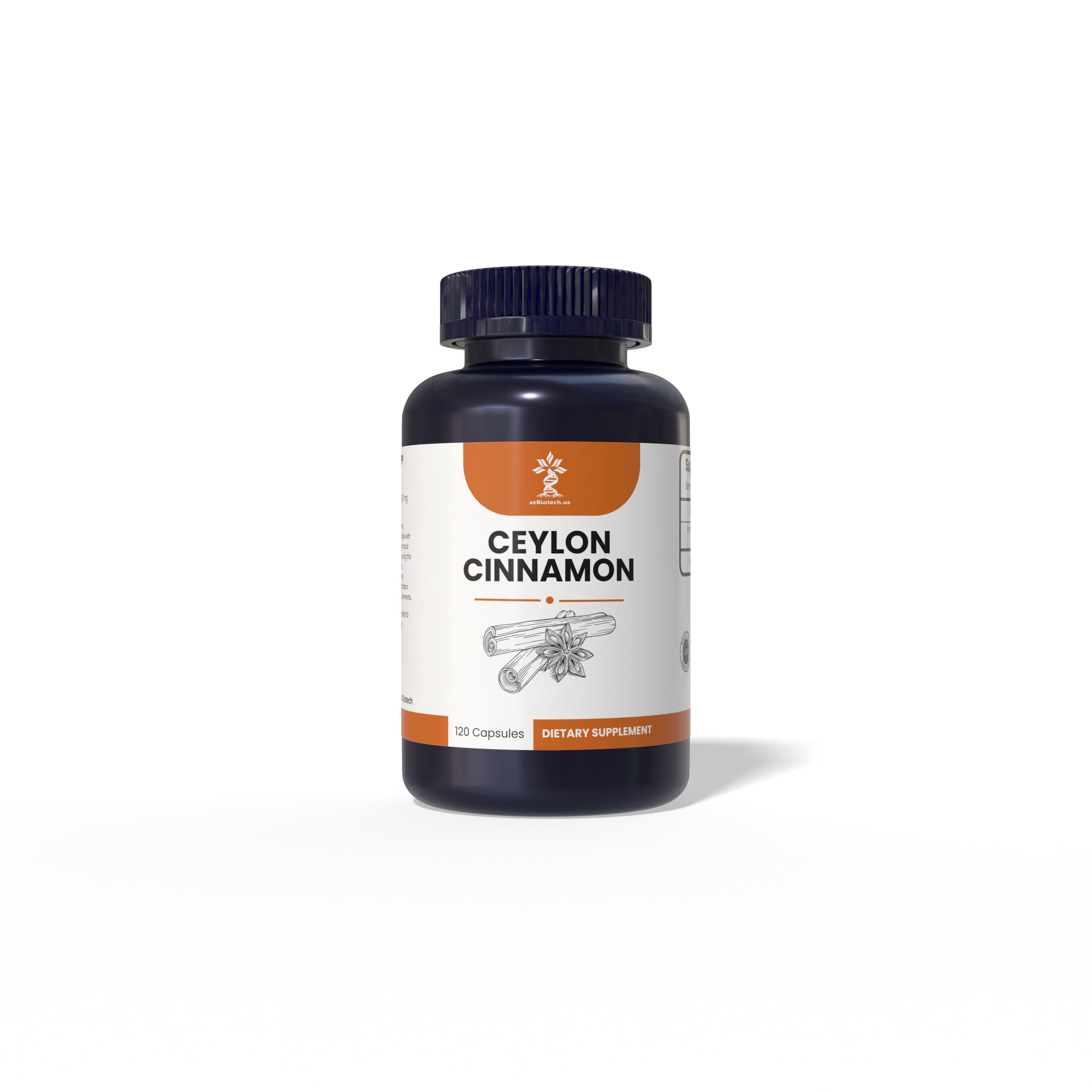 AZ BIOTECH Cinnamon powder bottle, 100% organic, great for tea and baking.
