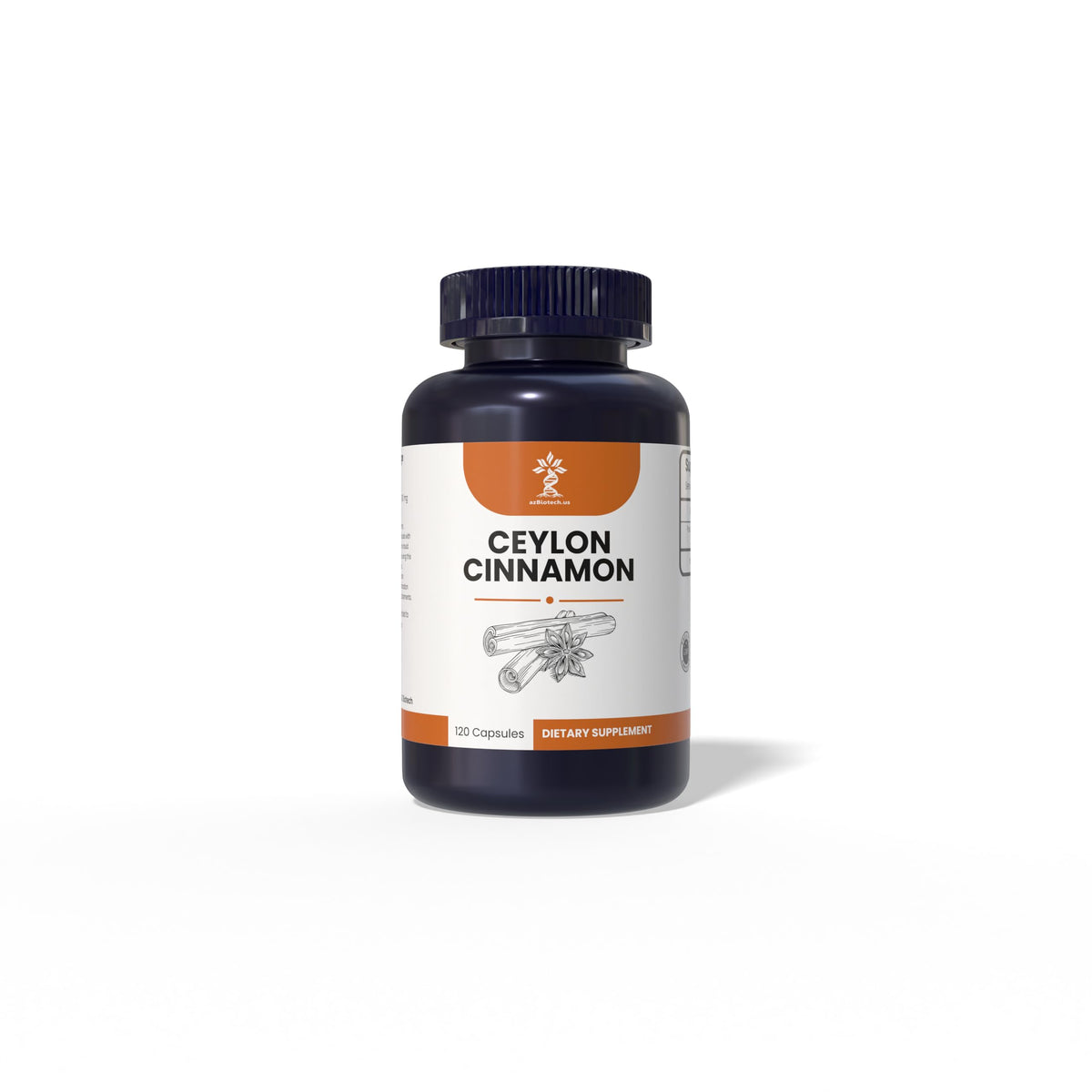 AZ BIOTECH Cinnamon powder bottle, 100% organic, great for tea and baking.