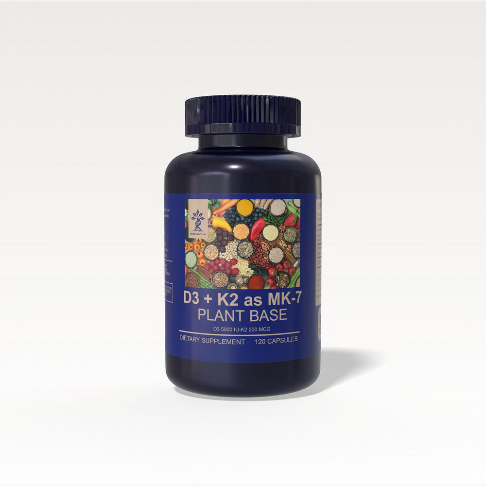 AZ BIOTECH D3 K2 bottle front view for easy daily supplementation.