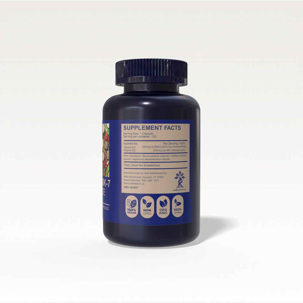 AZ BIOTECH D3 K2 daily dose instructions on the label.