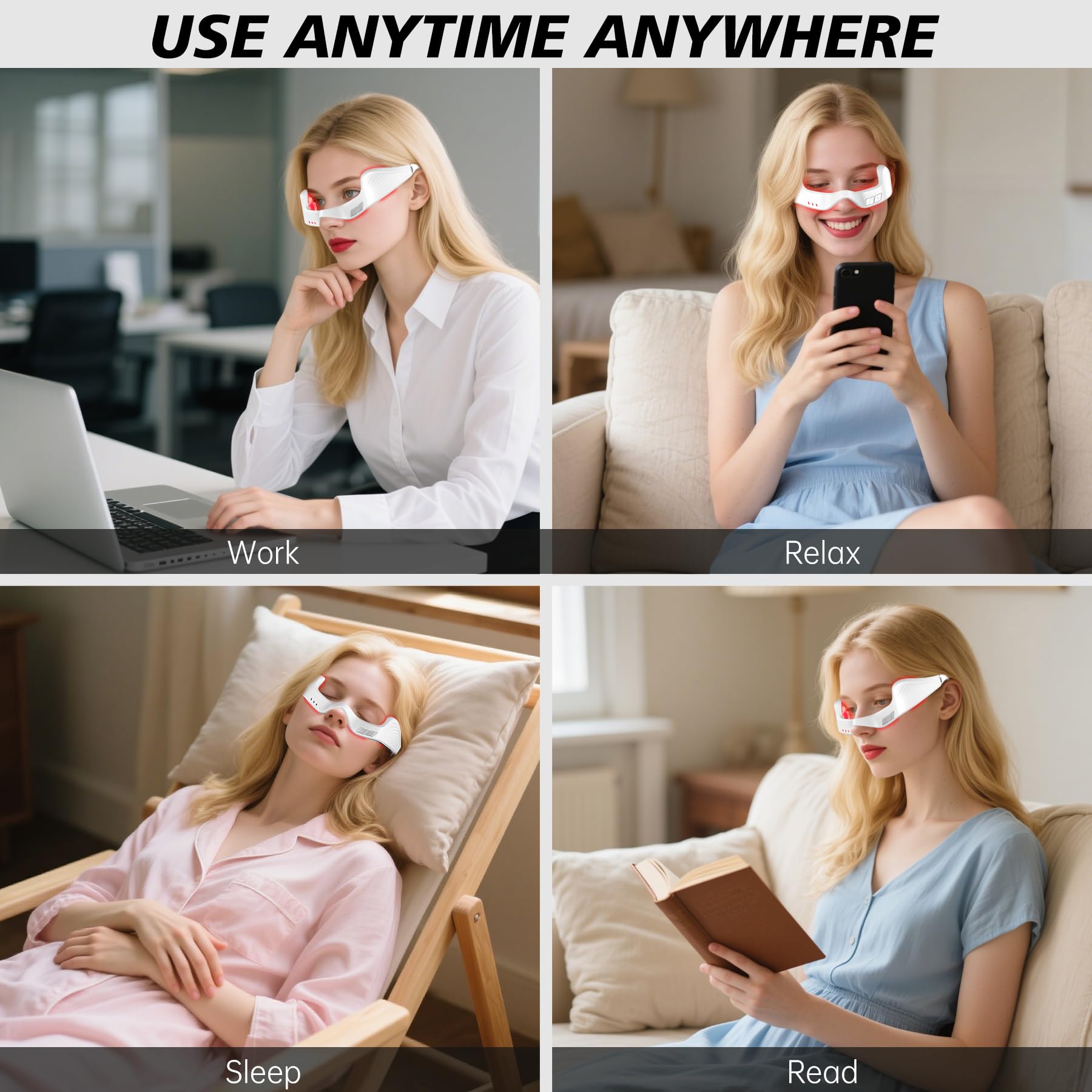 Azhien red light eye massager uses conductive gel for enhanced light absorption.