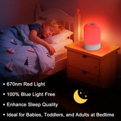 Azhien red light therapy lamp highlights a 670nm wavelength for a calm ambiance.
