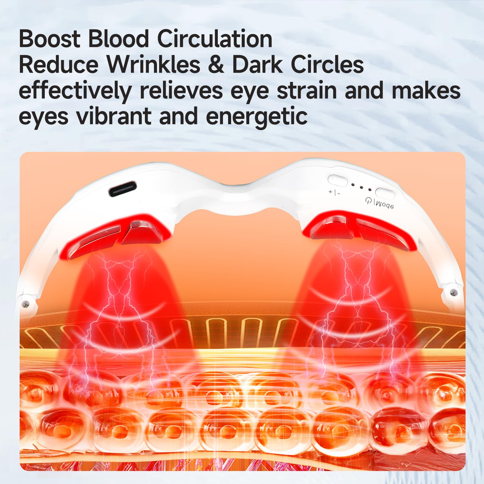 Azilaser red-light therapy glasses close-up highlighting ergonomic fit for day use