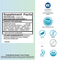 Azure Biogenics capsules pack shot suggests vegan, clean supplement for focus.
