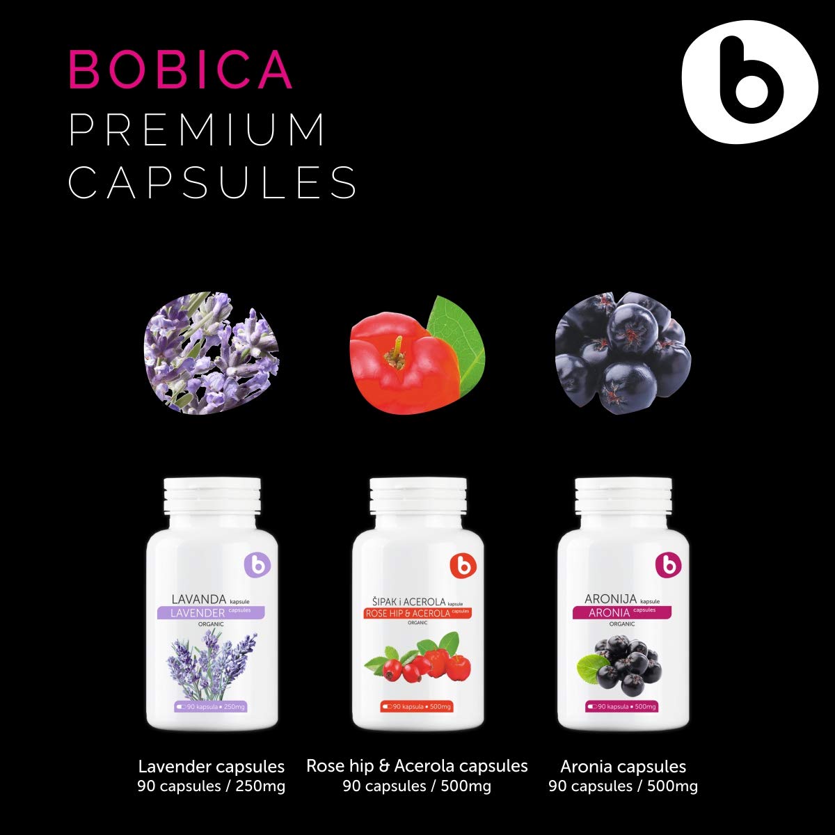 Brand b Organic Aronia Berry Capsules lifestyle shot suggesting daily wellness.
