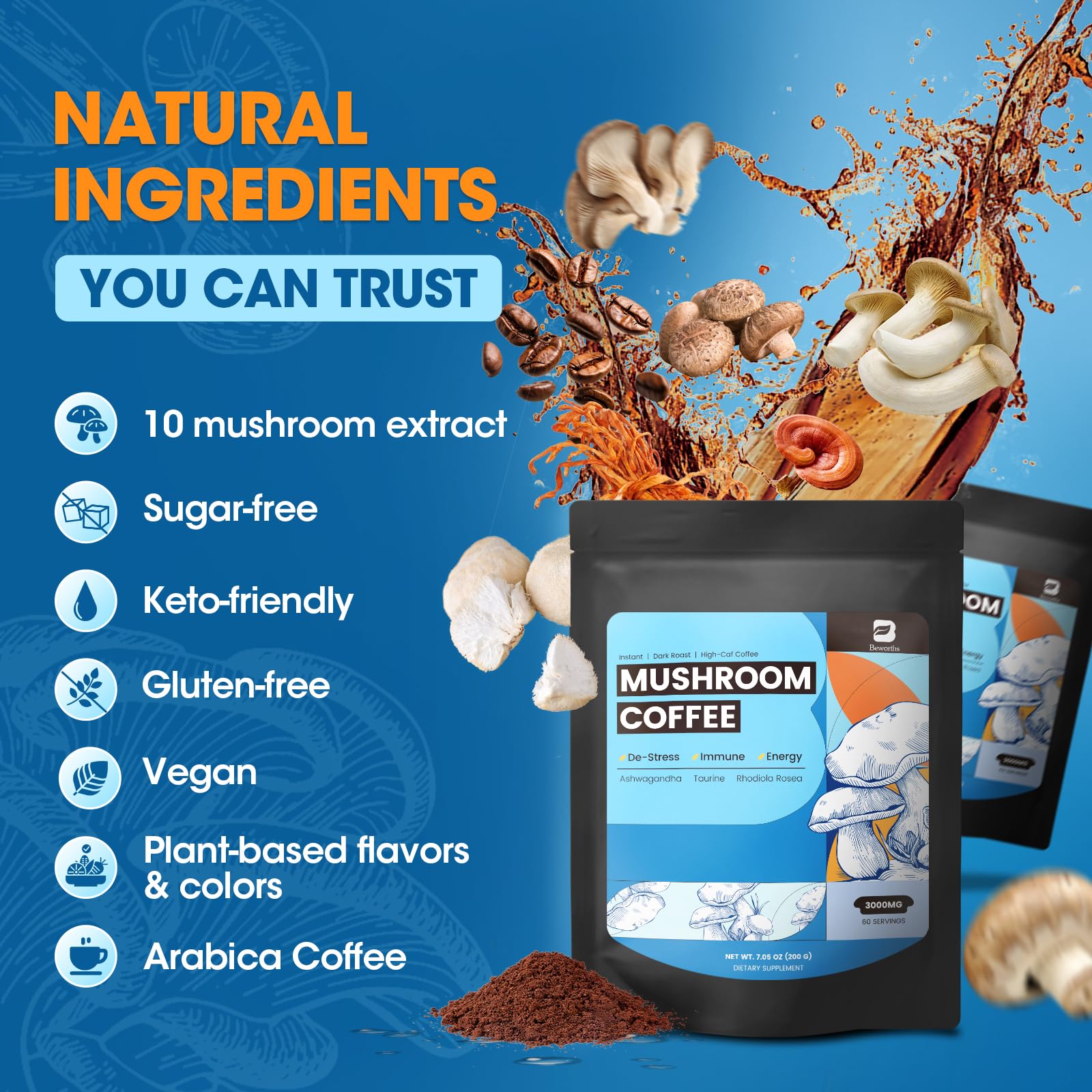 B BEWORTHS Immune and energy supporting mushroom blend