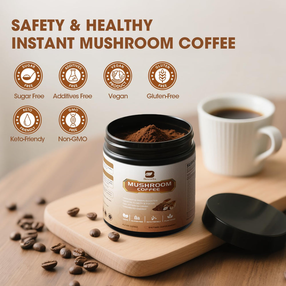 B BEWORTHS product label highlights MCT oil and coconut milk powder for smooth energy.