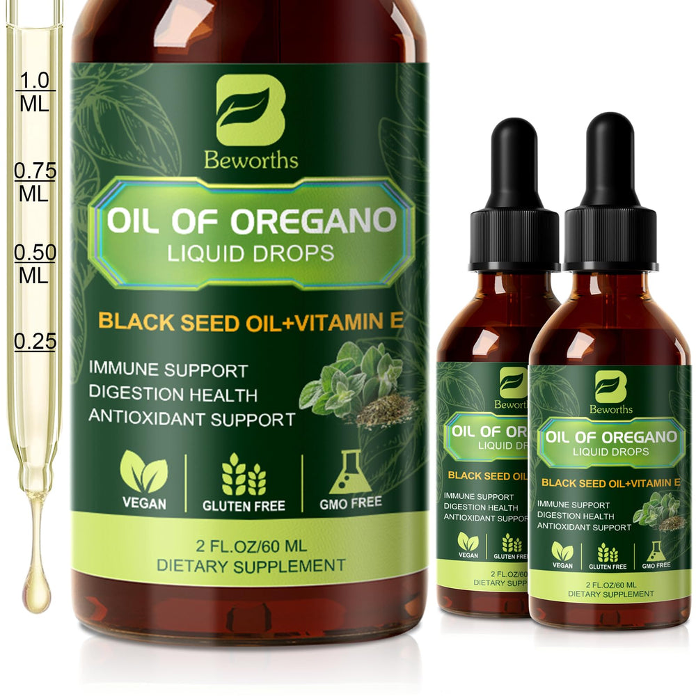 B BEWORTHS oregano oil drops bottle ready for daily immune and digestive support