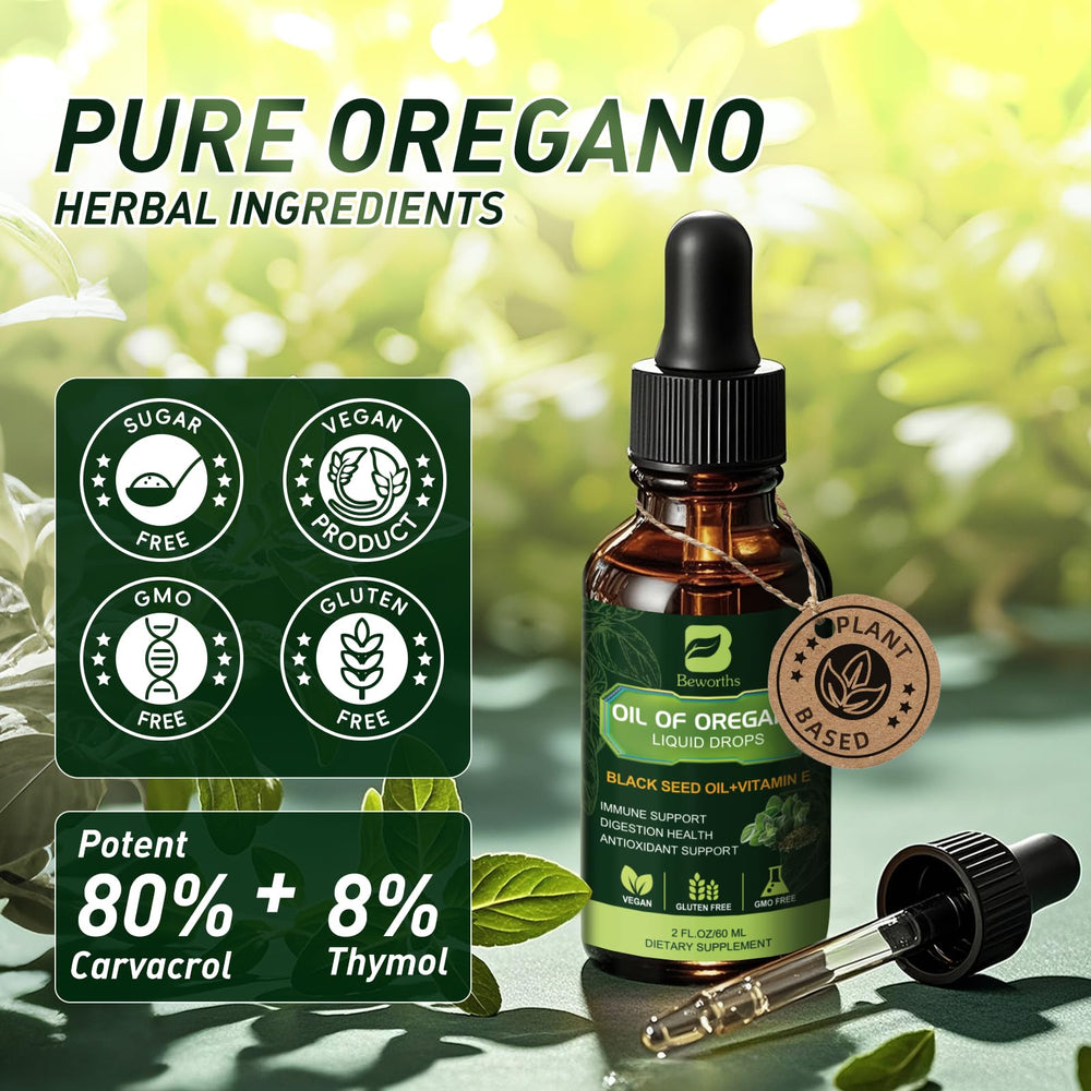 Oregano oil drops diluted in water by B BEWORTHS for easy daily use