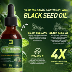 B BEWORTHS dropper dispensing drops for easy daily use with oregano, black seed, and vitamin E.