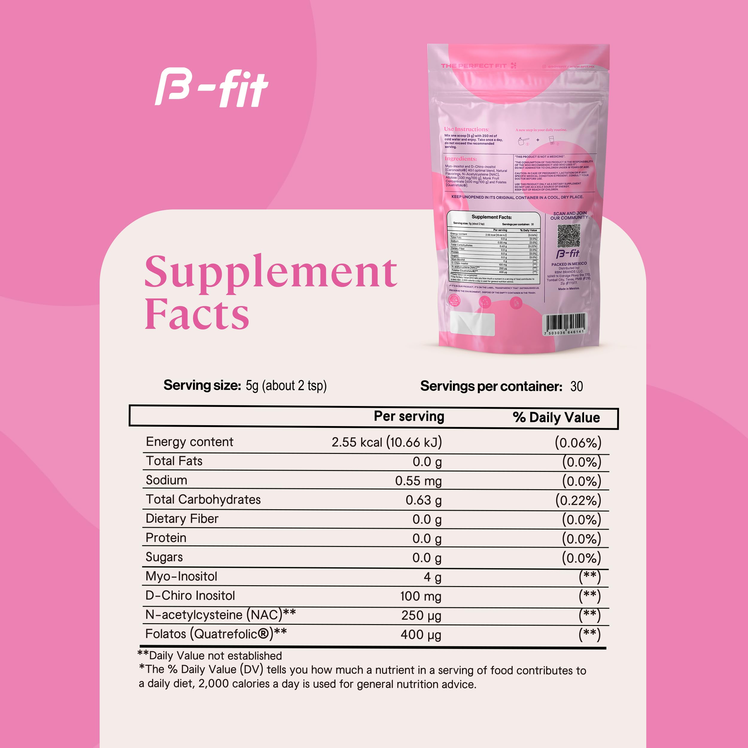 B-FIT B Inositol Balance berry serving in a cup showcases flavor.