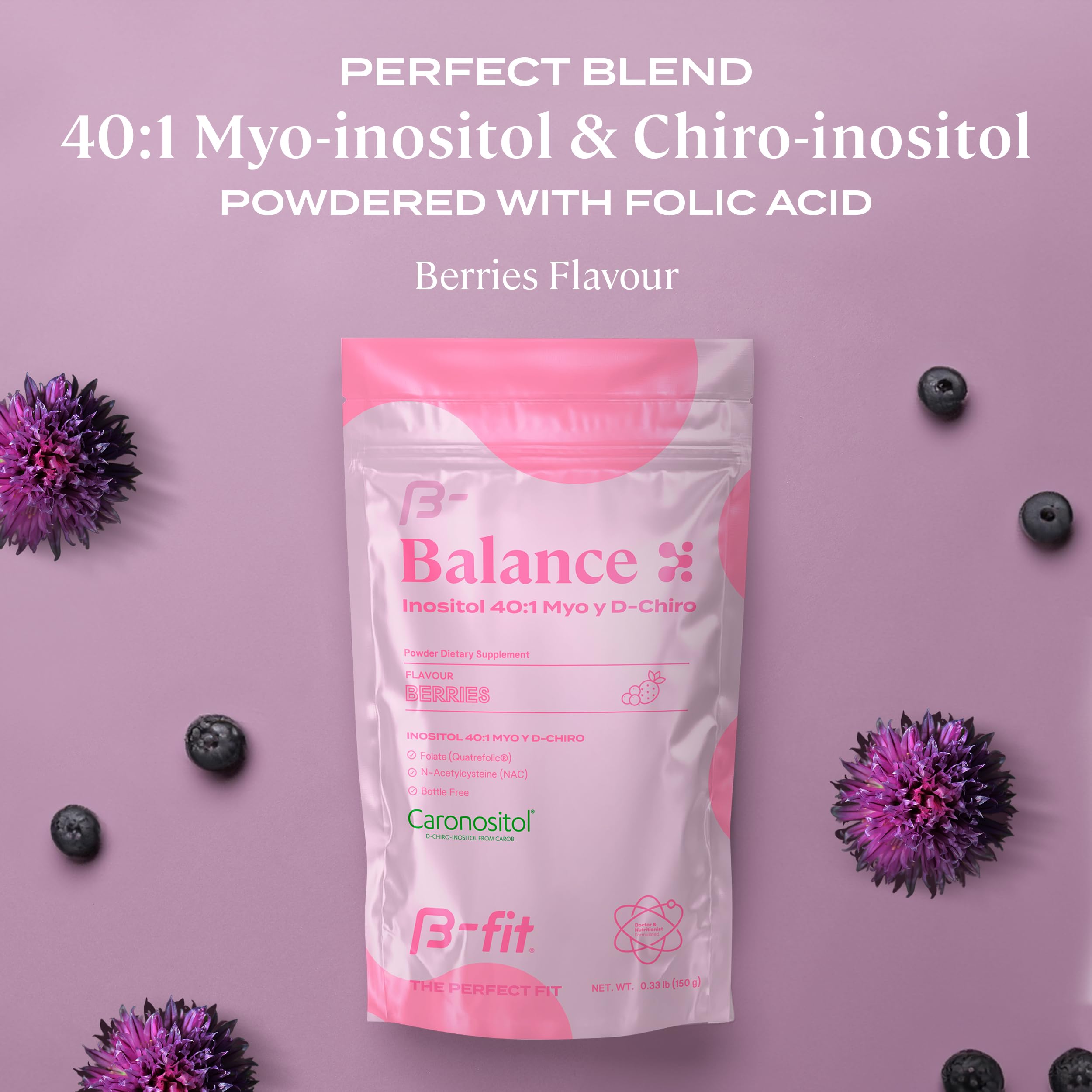 B-FIT B Inositol Balance scoop demonstrates easy 5 g daily dosing.