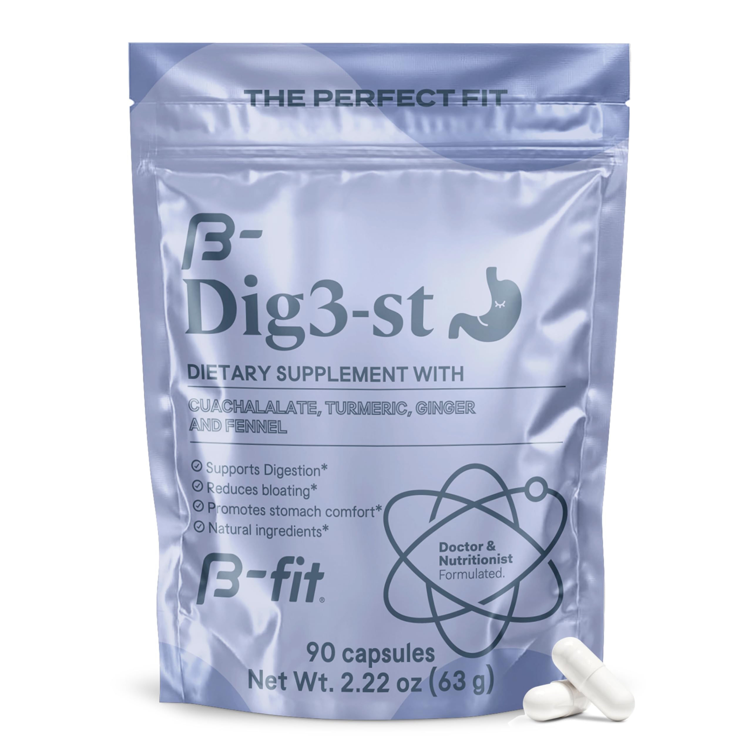 B-FIT Digestive ginger root capsules ready for pre-meal use