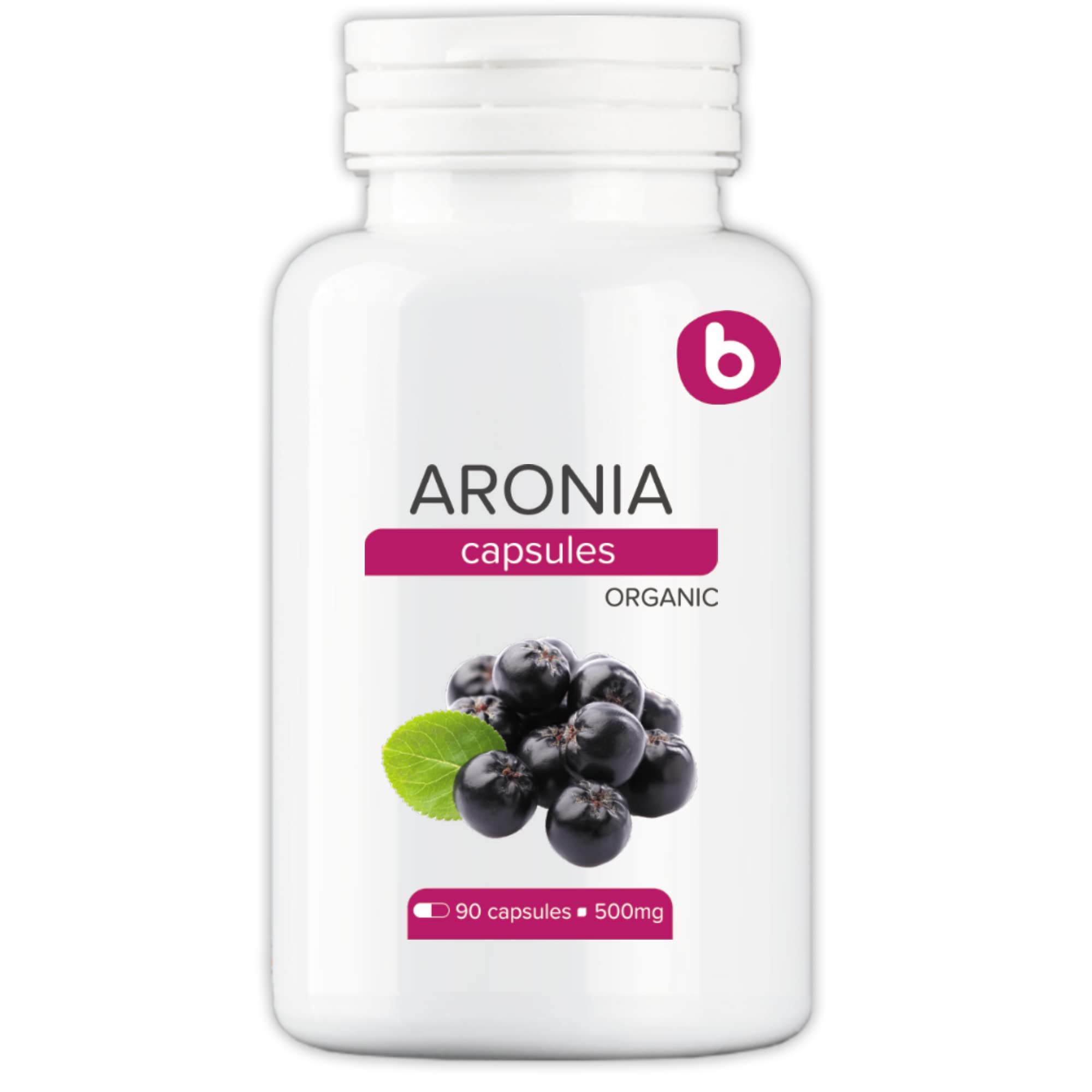 Brand b Organic Aronia Berry Capsules packaging showcasing the label for immune support.