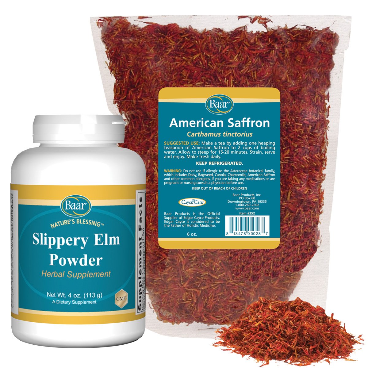 Baar American Saffron Tea packaging highlighting premium blend for gentle digestion.