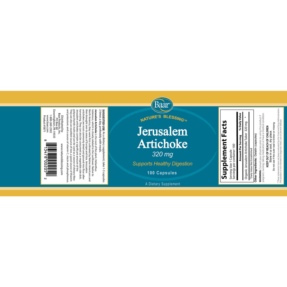 Baar Jerusalem Artichoke capsules for potential immune support.