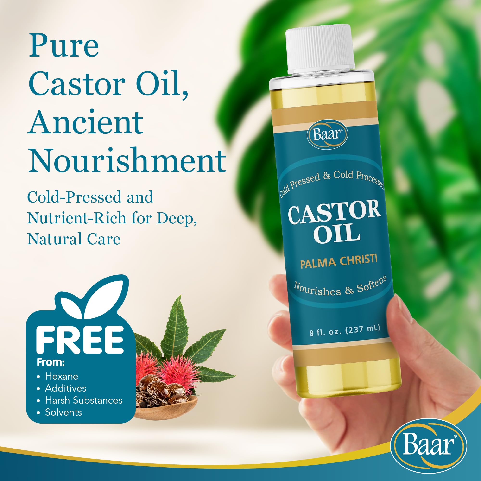 Baar castor oil pack application for deep absorption and soothing care.