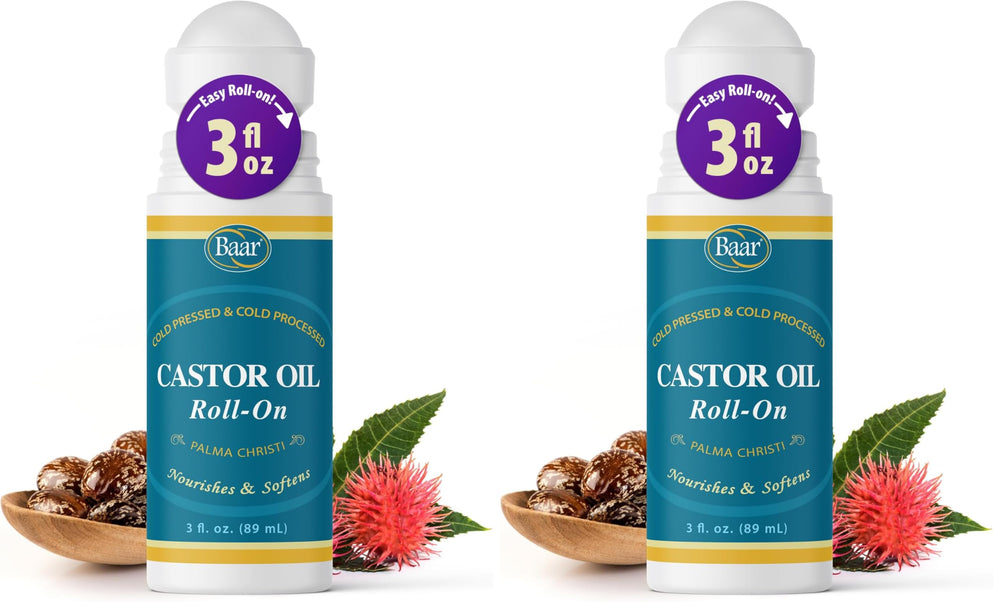 Baar Castor Oil Roll-On bottle front view for on-the-go moisture
