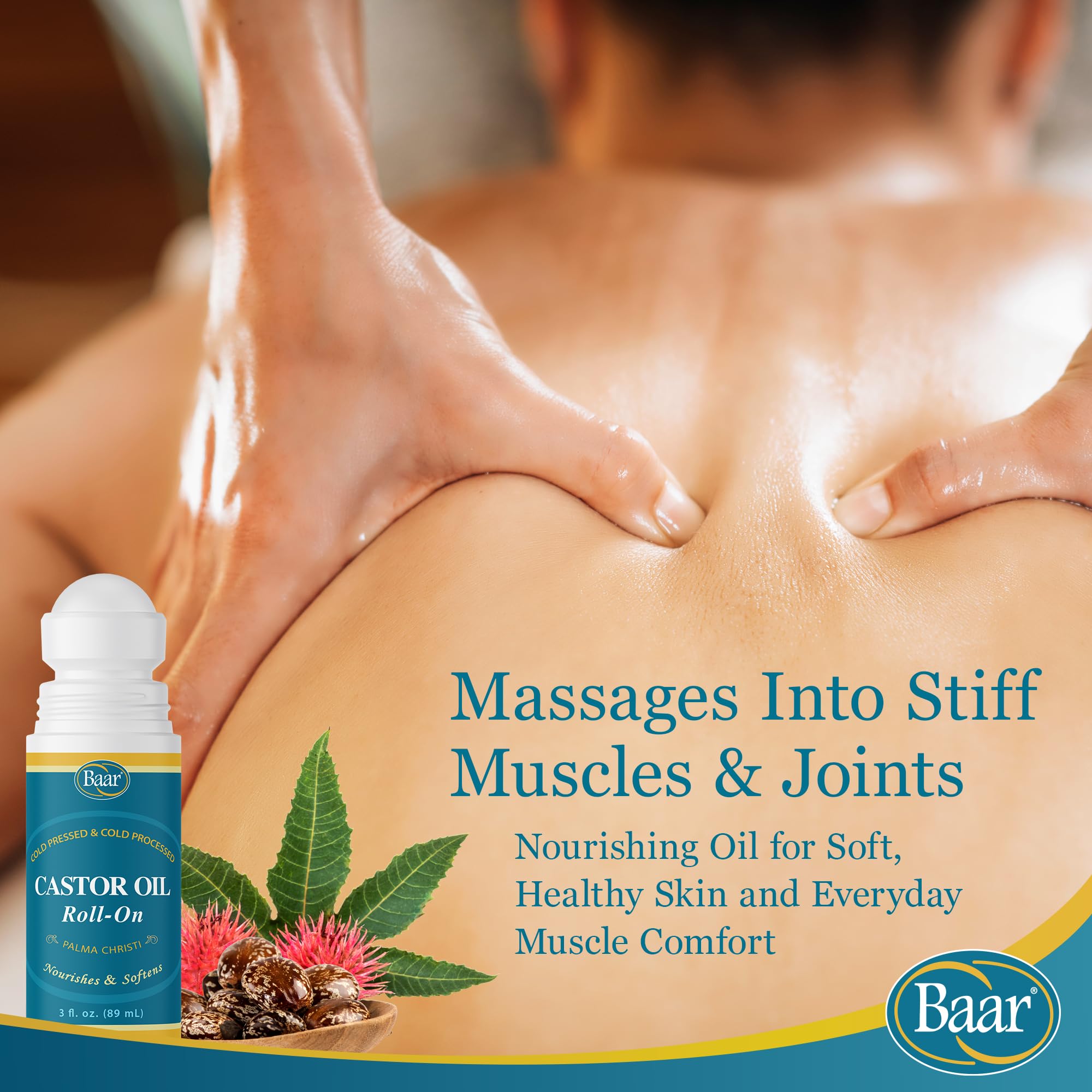 Baar Castor Oil Roll-On for face and body care routines