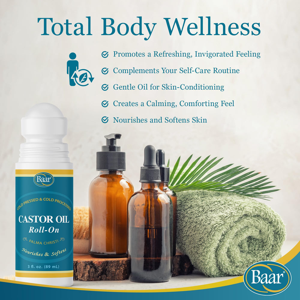 Baar Castor Oil Roll-On benefits for scalp, lashes, and brows