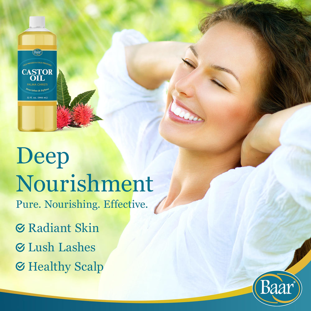 Baar castor oil on skin offering deep hydration and softness.