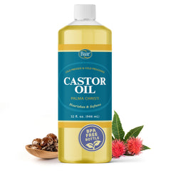 Baar cold-pressed castor oil bottle for skin and hair care.
