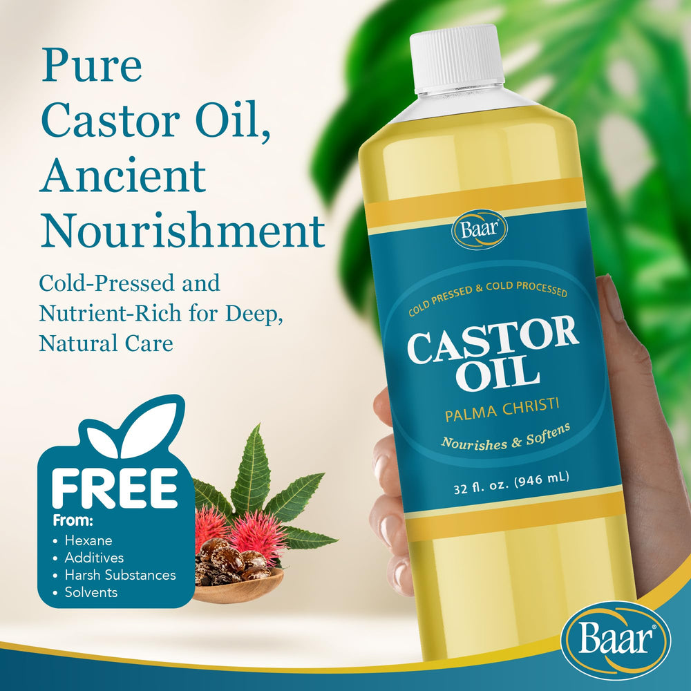 Baar castor oil pour showing easy, controlled application.