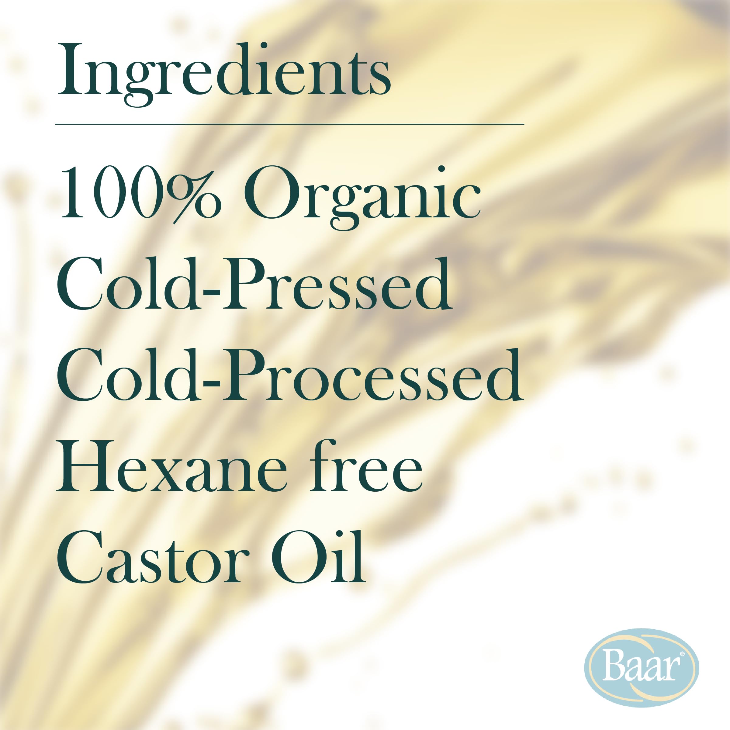Close-up of Baar Palma Christos Castor Oil label highlighting organic quality.