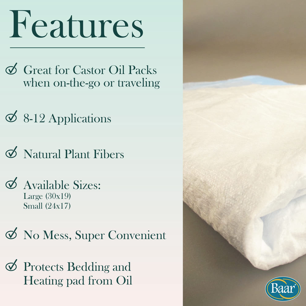 Baar Smaller Disposable Castor Oil Pack for elbow-area use with clean application.