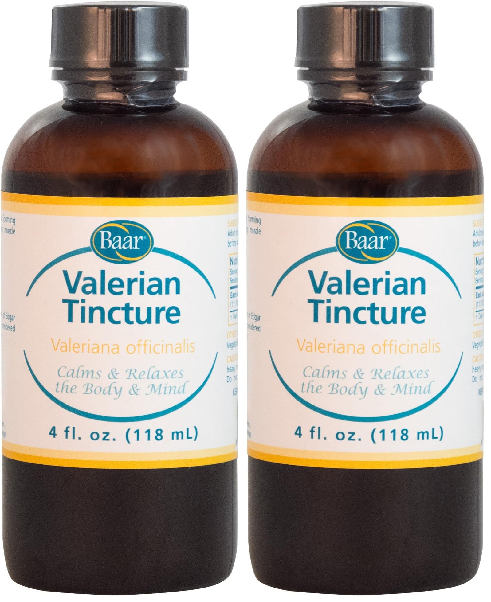 Baar Valerian Tincture 4oz bottle front view, highlighting its natural relaxant potential.