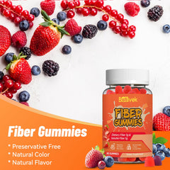Babivek fiber gummies strawberry gummies out of pack, illustrating convenient fiber intake.