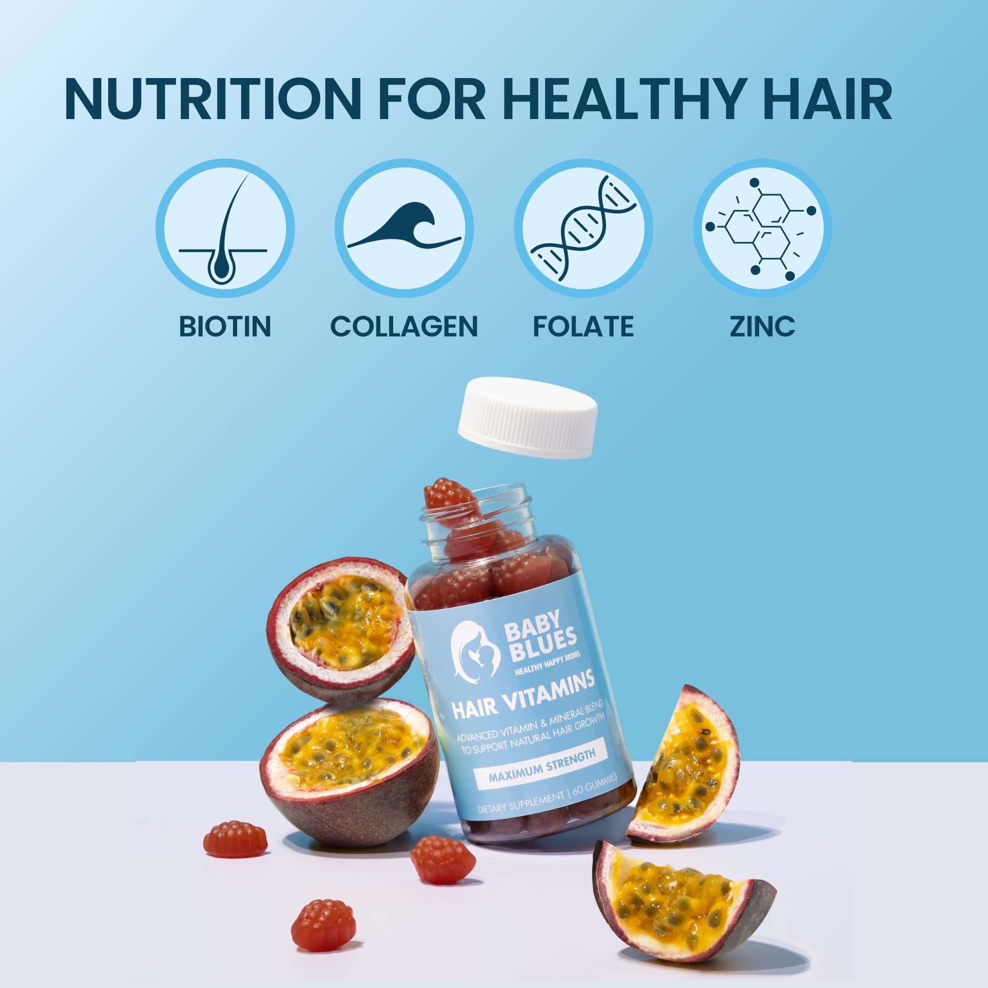 Busy mom adding Baby Blues vitamins to morning routine for hair health