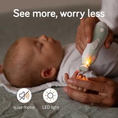 Auto-stop feature on Baby Uma nail trimmer prevents over filing