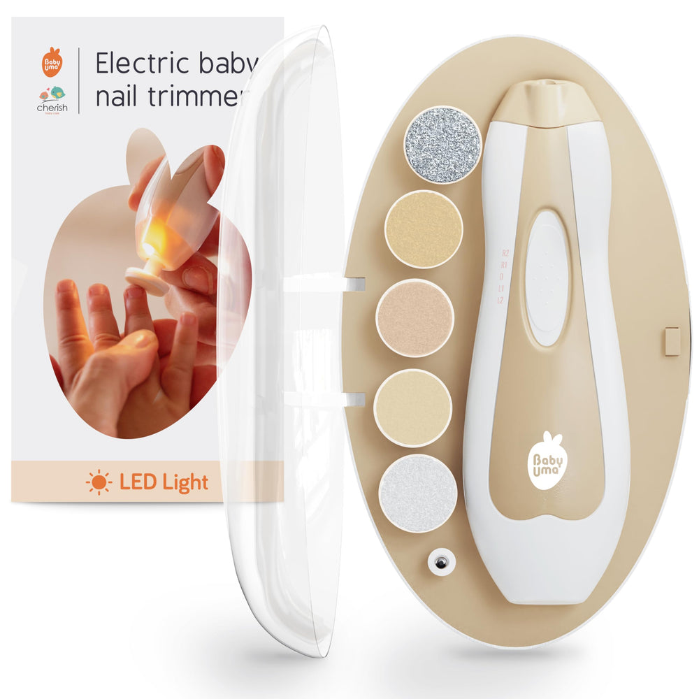 Baby Uma LED Nail Trimmer close-up for precise, gentle baby nail care.