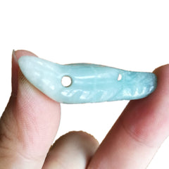 Bacatgem Amazonite Wolf Head detail showing 2mm hole for pendants