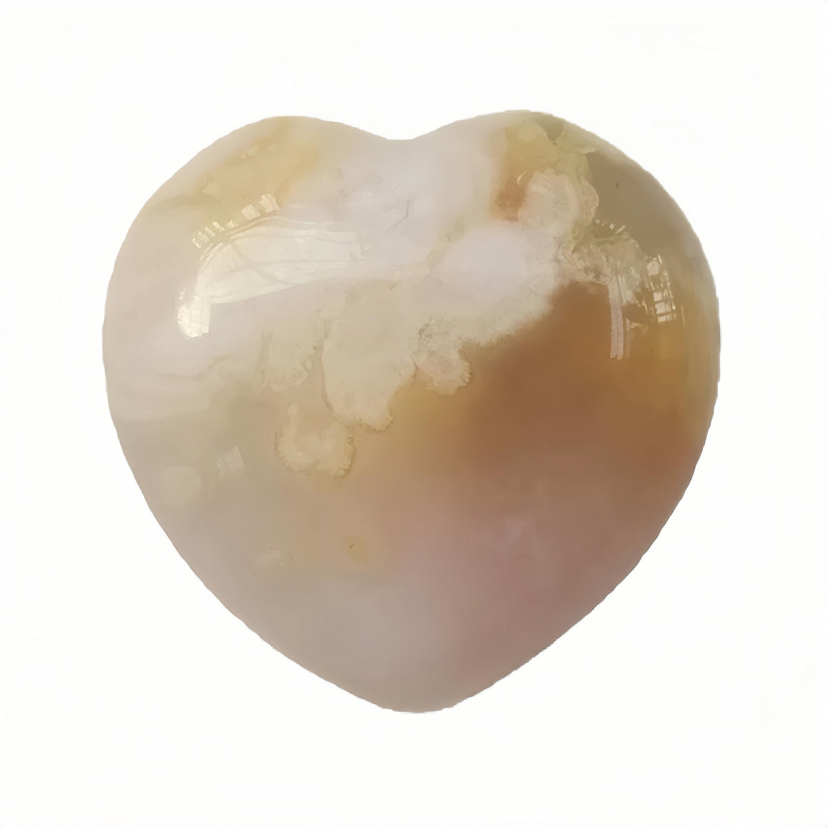 Bacatgem Cherry Blossom Agate palm worry stone close-up for meditation and calm.