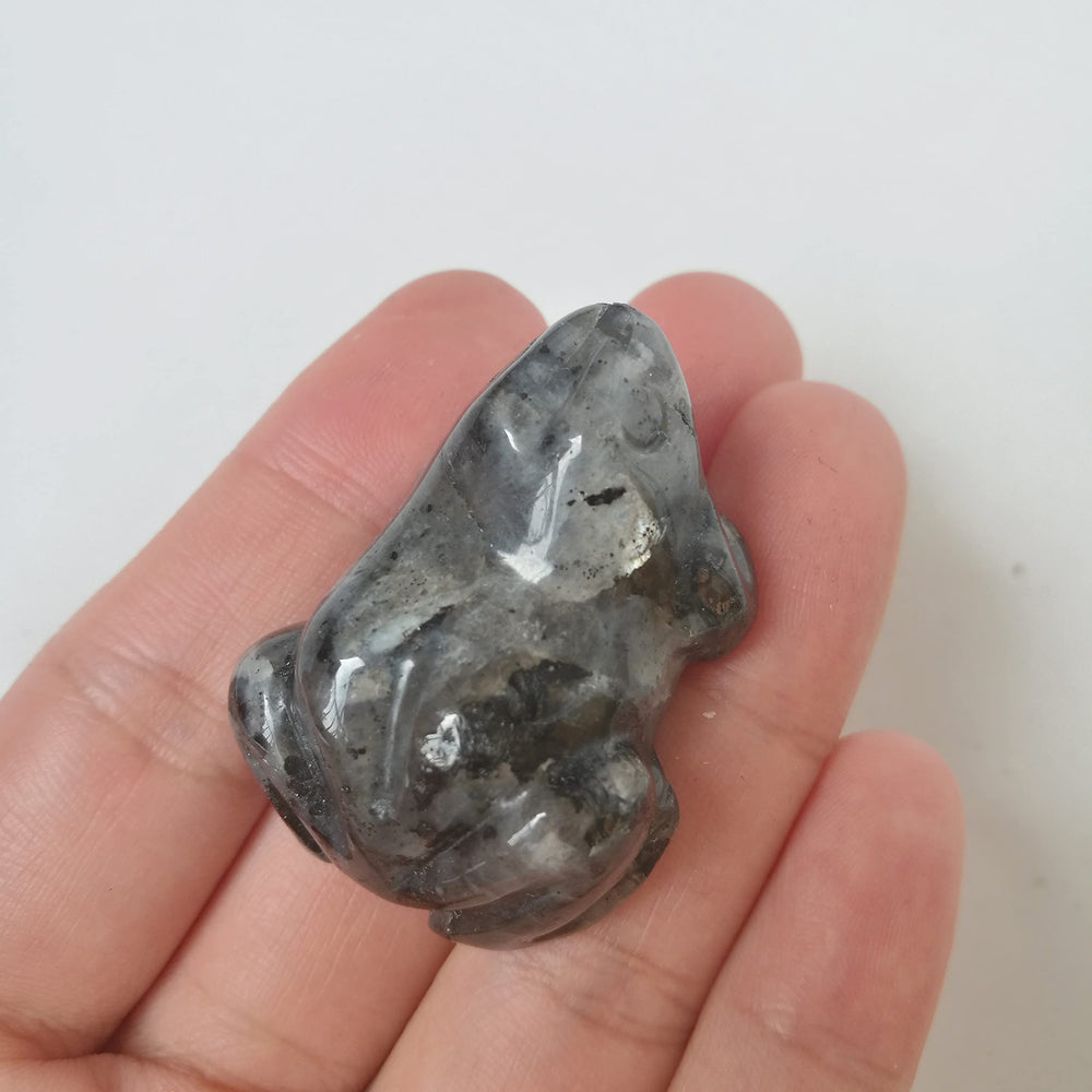 Bacatgem hand-carved Labradorite stone adds unique texture to shelves