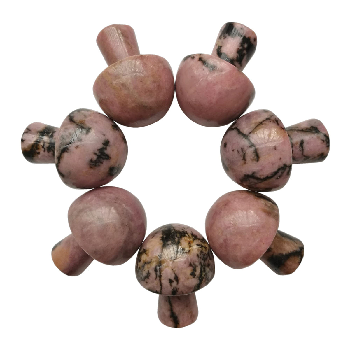 Bacatgem mini quartz mushroom figurine for heart chakra energy and calming ambiance.