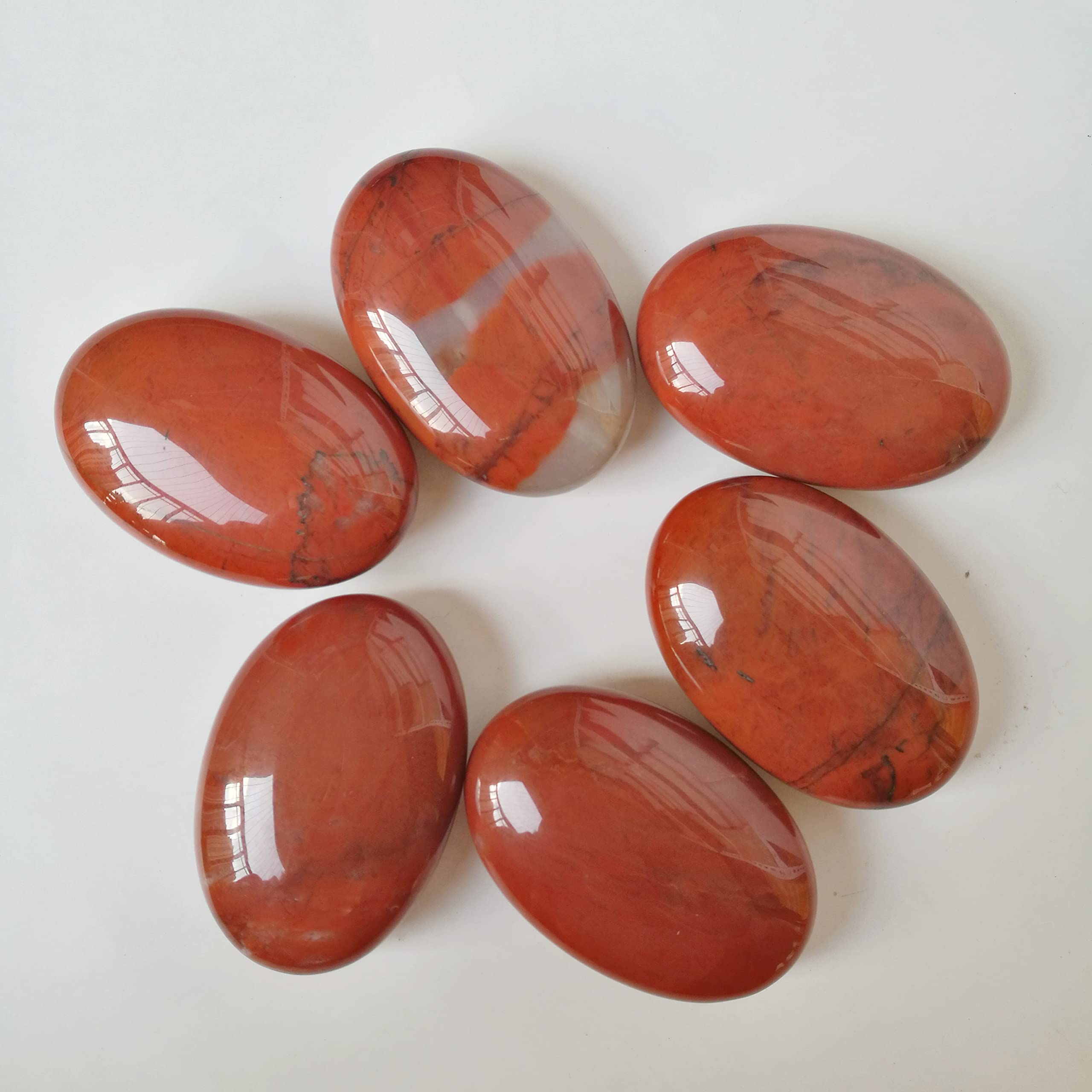 Bacatgem natural carnelian oval worry stone with gift bag as pocket companion