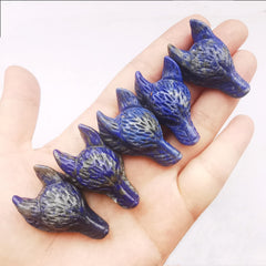 Bacatgem natural lapis lazuli wolf statue showcases unique grain and color.