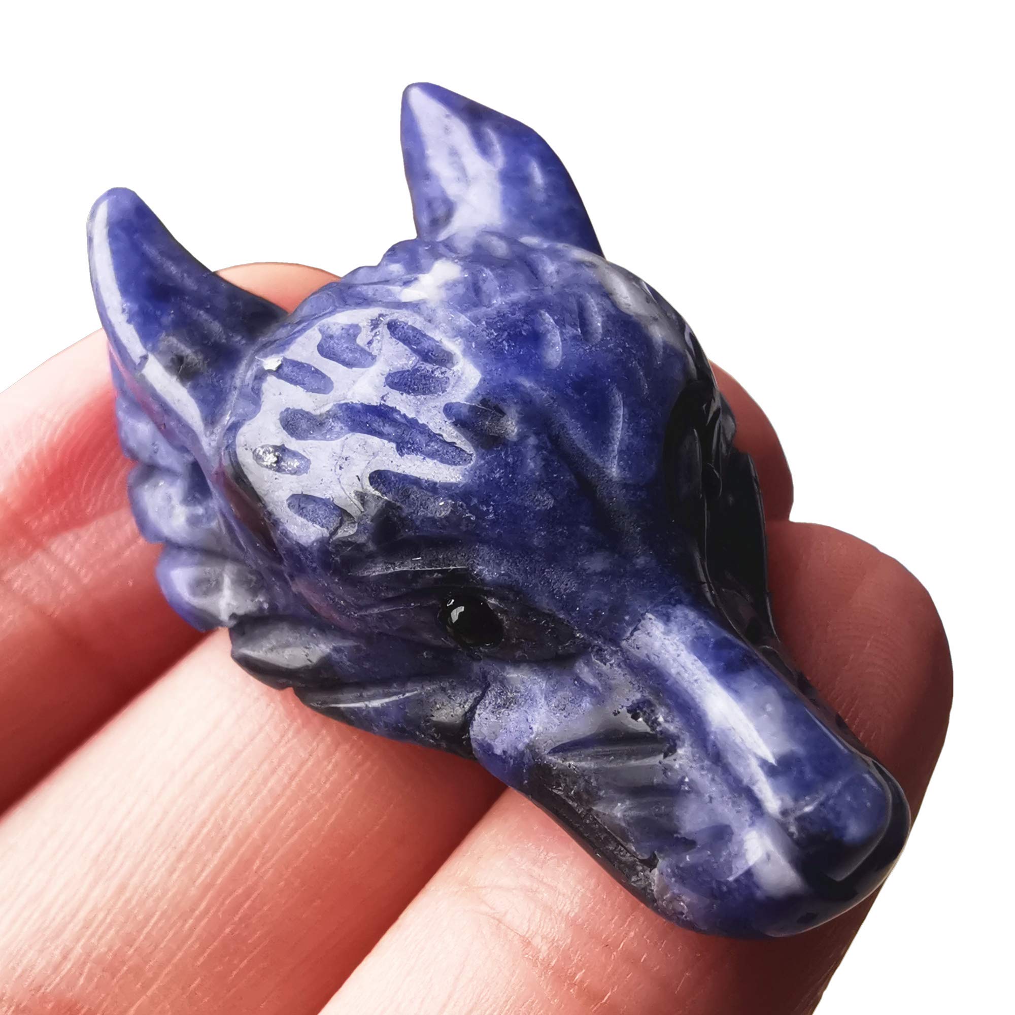 Bacatgem natural sodalite wolf head pocket crystal ideal for a DIY pendant or necklace for focus