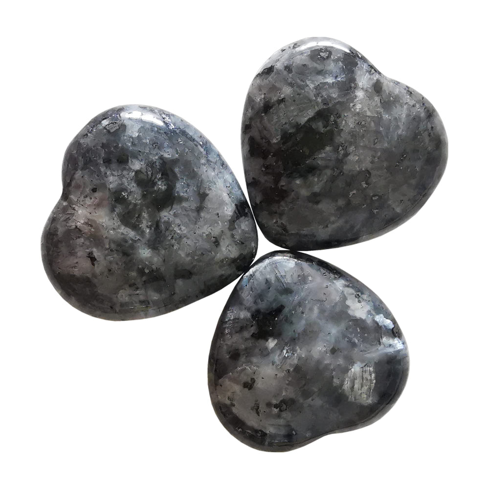 Bacatgem pocket heart worry stone in natural Labradorite for mindfulness and meditation.