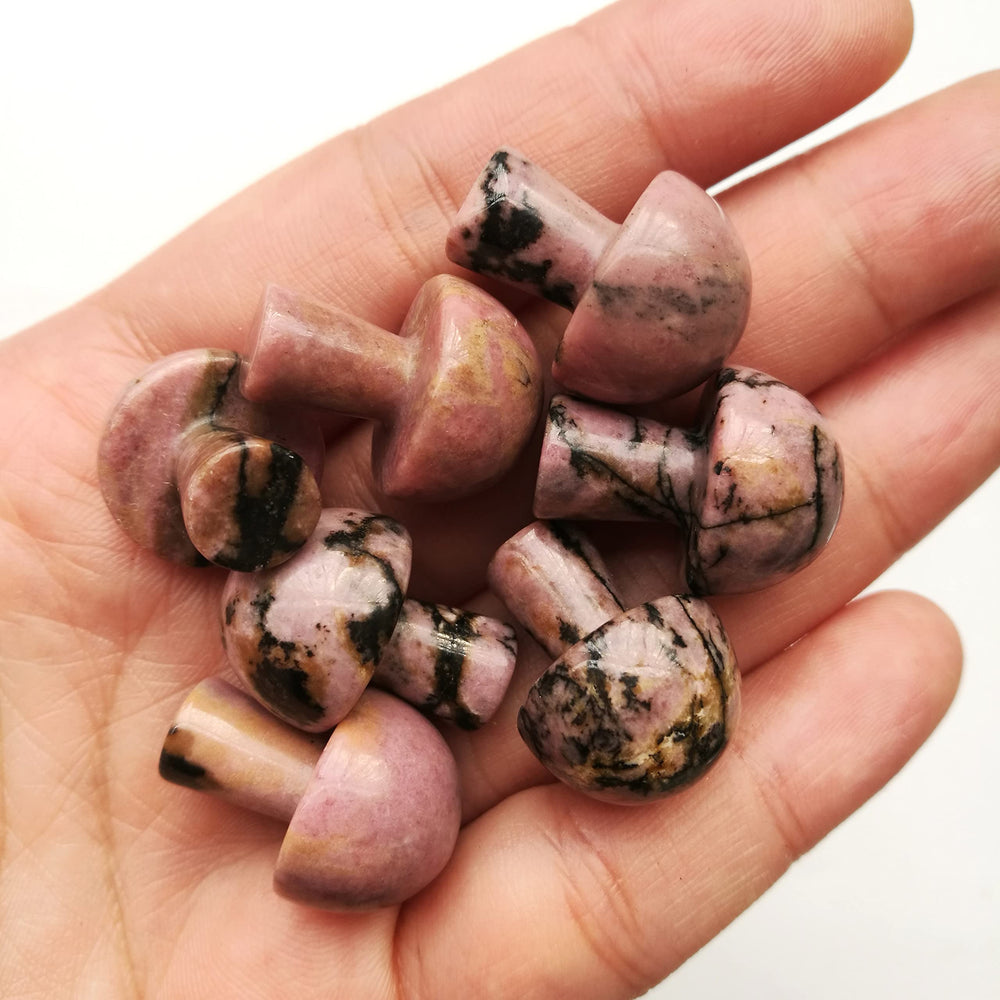 Bacatgem quartz mushroom decor statue promotes positive energy in living areas.